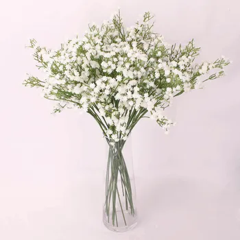 10vnt 50cm 27Heads Balta Gypsophila Artficial Gėlių Puokštė Sode Vestuves Miegamojo Kambarį Dekoro Netikrą Gėlės