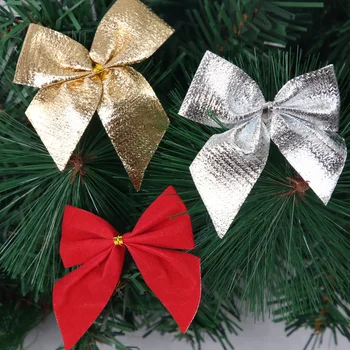 12pcs raudona, aukso ir sidabro Kalėdų Papuošalai, flocking mini Kalėdų lankas Kalėdų medžio vainikas kalėdų dekoro priedai