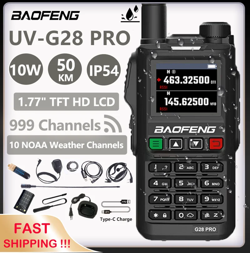 Baofeng UV-G28 PRO Walkie Talkie Ilgo Nuotolio Vandeniui Du Būdu Radijo 10W VHF UHF dažnių Juosta UV G28 PRO USB Tipo C Atnaujinti UV-5R - 0