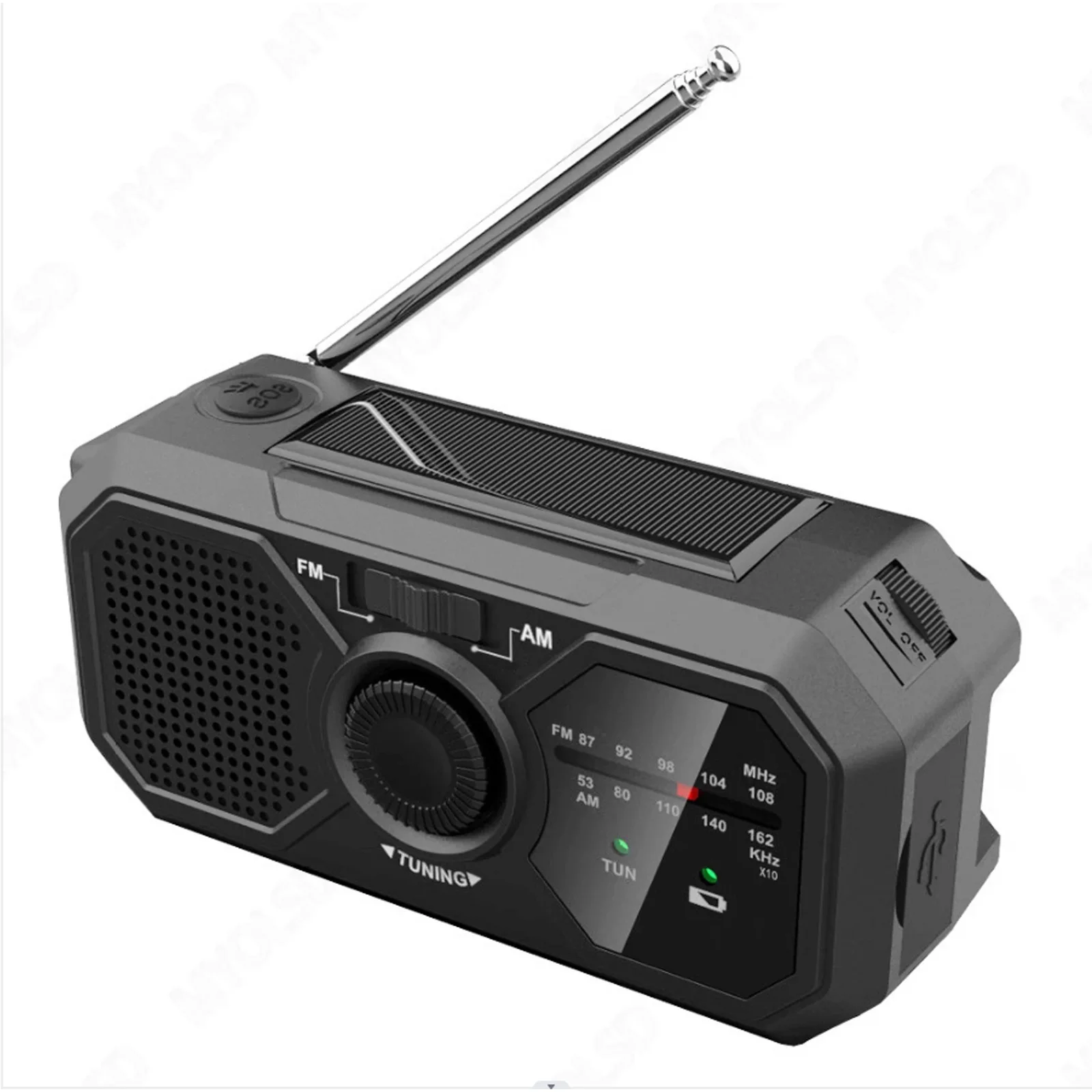 Saulės Avarinio Radijo FM Nešiojamų Rechargrable AM Radijo imtuvai Su Ranka Sukamas Generatoriaus Įkrovimo LED Žibintuvėlis SOS Signalą, FM Imtuvas - 0