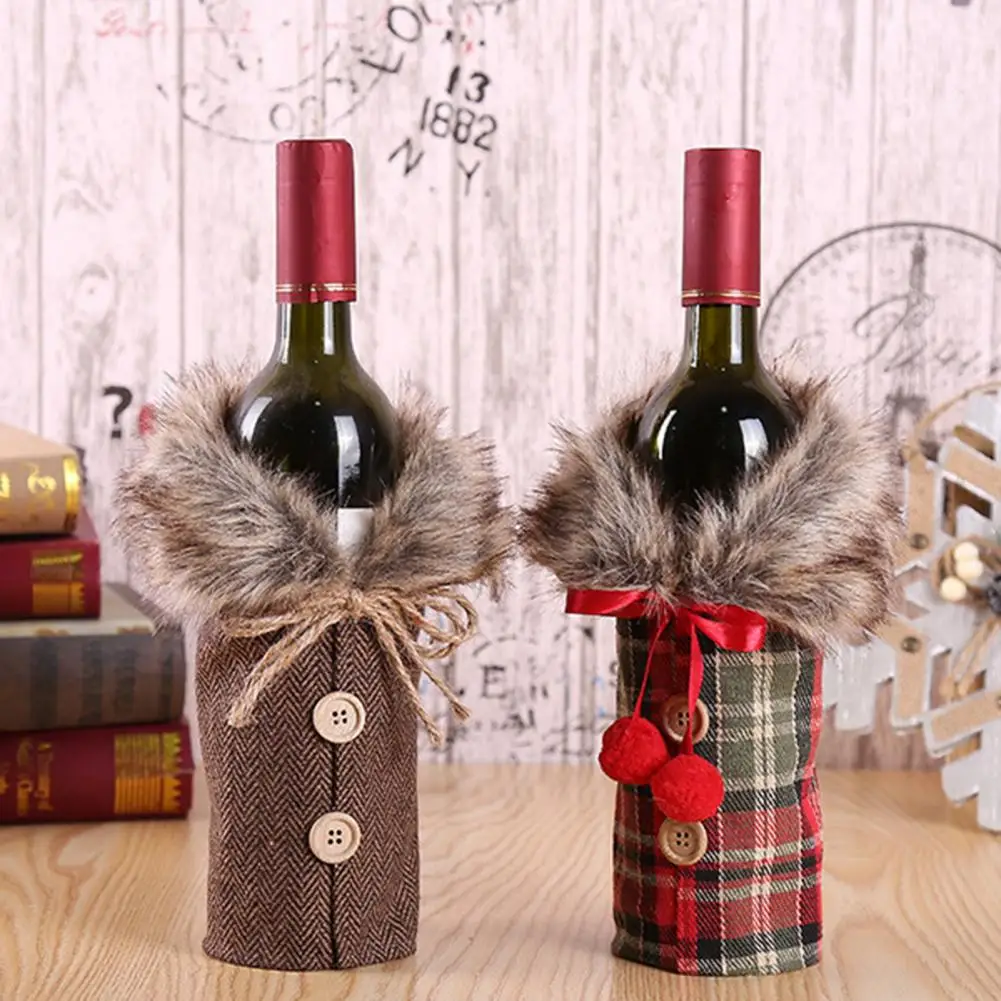 Kalėdinis Vyno Butelis Apdailos Lengva Atlikti Vyno Butelio Dangtelį Švenčių Europos Vyno Butelio Dangtelį Kalėdos Namuose - 0
