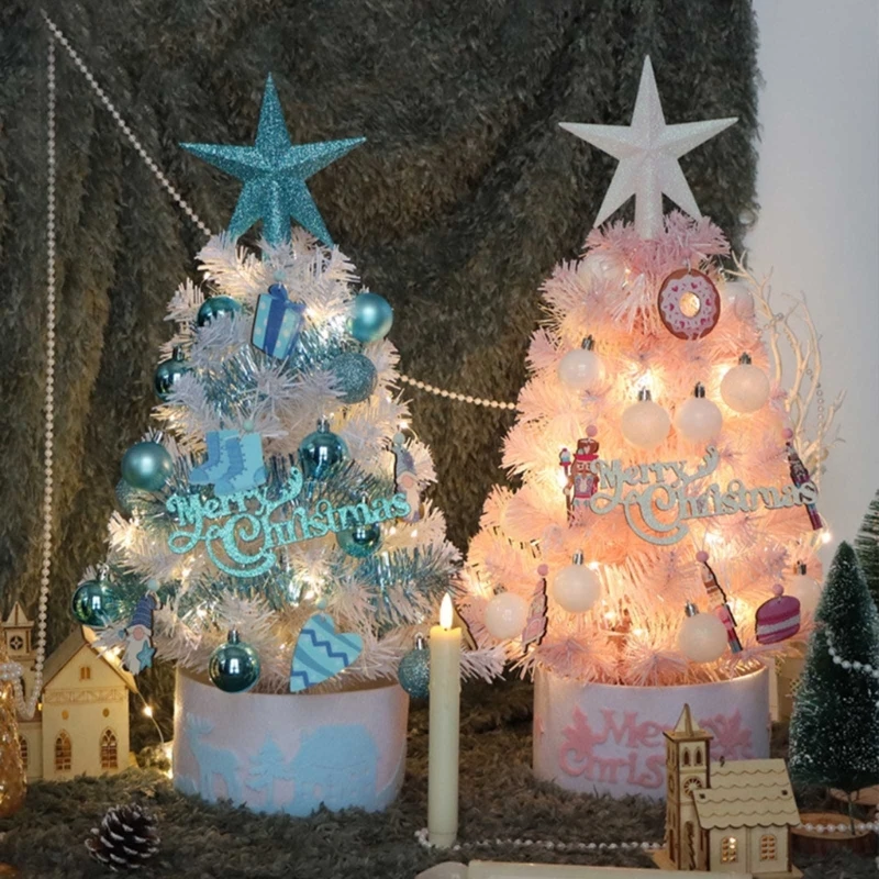 Mini Stalo Kalėdų Eglutė su Šviesos ir Papuošalai Lengvai PASIDARYK pats Apdailos Darbalaukio Švenčių Dovana - 1