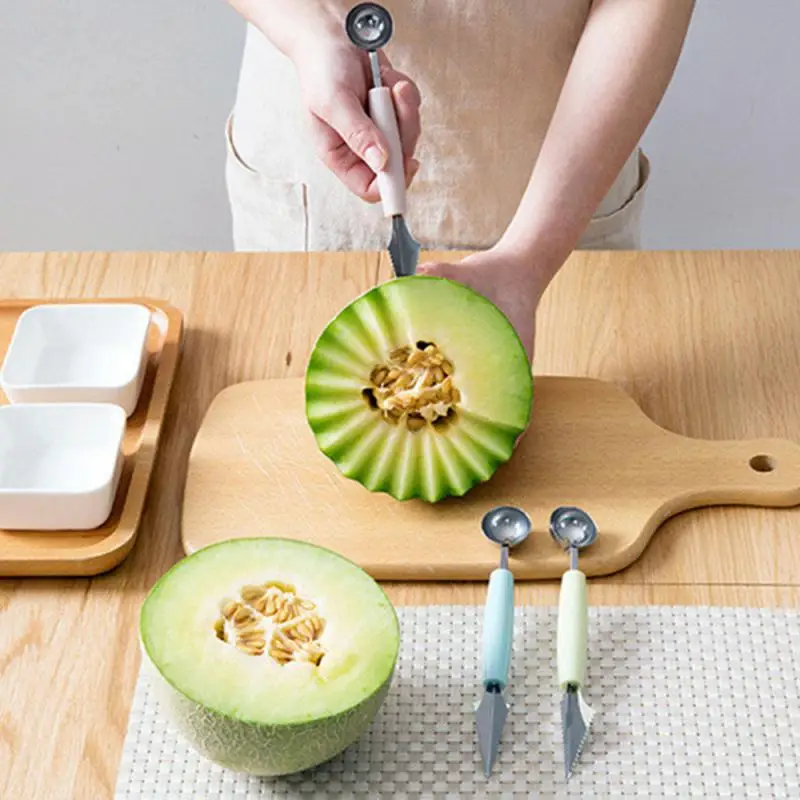 Kūrybinės Virtuvės Vaisių Lėkštės Cutter Pelėsių Nustatyti Kamuolys Digger Raižyti Meliono Vaisių Digger Trijų-in-one Įrankis, Šaukštas Vaisių Įrankiai - 1
