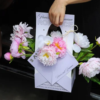 2vnt Nešiojamų Gėlių Lange Saldus Širdies Formos Kraft Popieriaus Gėlių Pakavimo Dėžės Valentino Diena Gėlių, Dovanų Vyniojimo Prekes