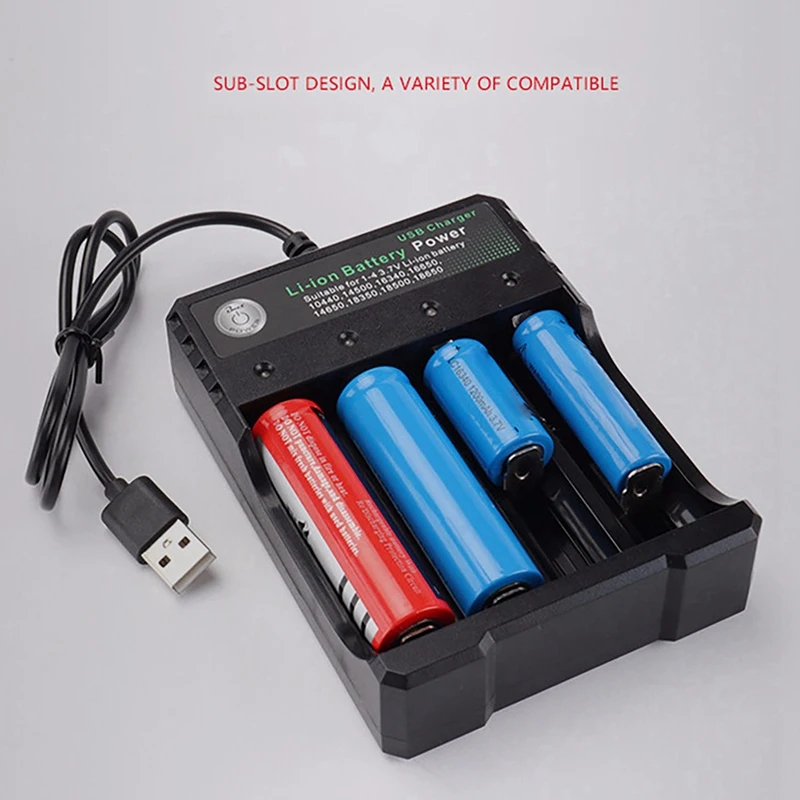 2X 18650 Ličio Baterija, Įkroviklis, 4 Lizdą, 3.7 V Smart USB Įkrovimo Stovas 14500 Ryškus Žibintuvėlis Įkroviklis - 2