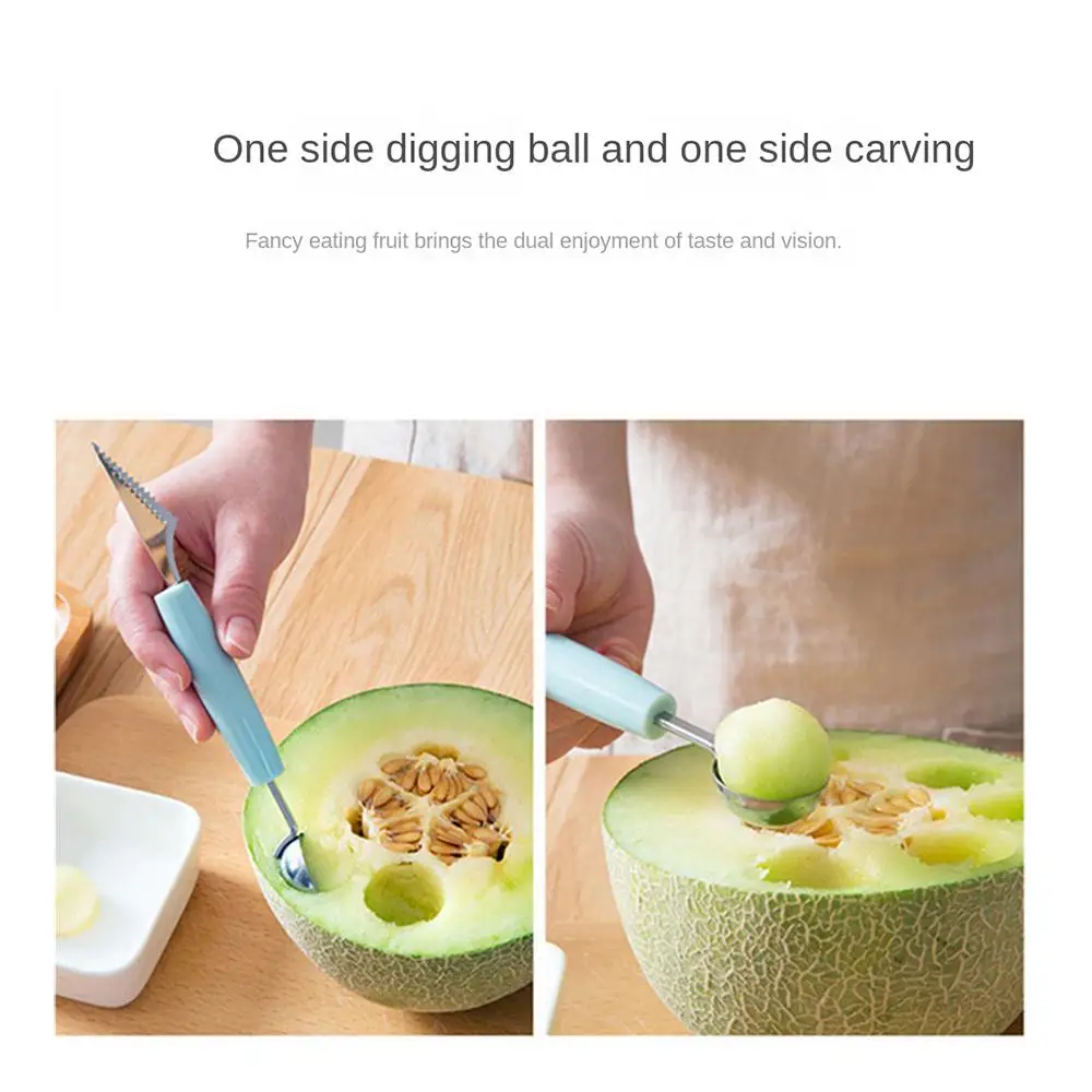 Kūrybinės Virtuvės Vaisių Lėkštės Cutter Pelėsių Nustatyti Kamuolys Digger Raižyti Meliono Vaisių Digger Trijų-in-one Įrankis, Šaukštas Vaisių Įrankiai - 2