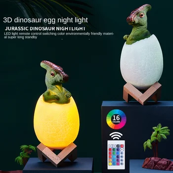 3D Dinozaurai Mažas Naktį Lempos Miegamajame įmontuota Baterija 16-Spalvos Touch Miego Šviesos