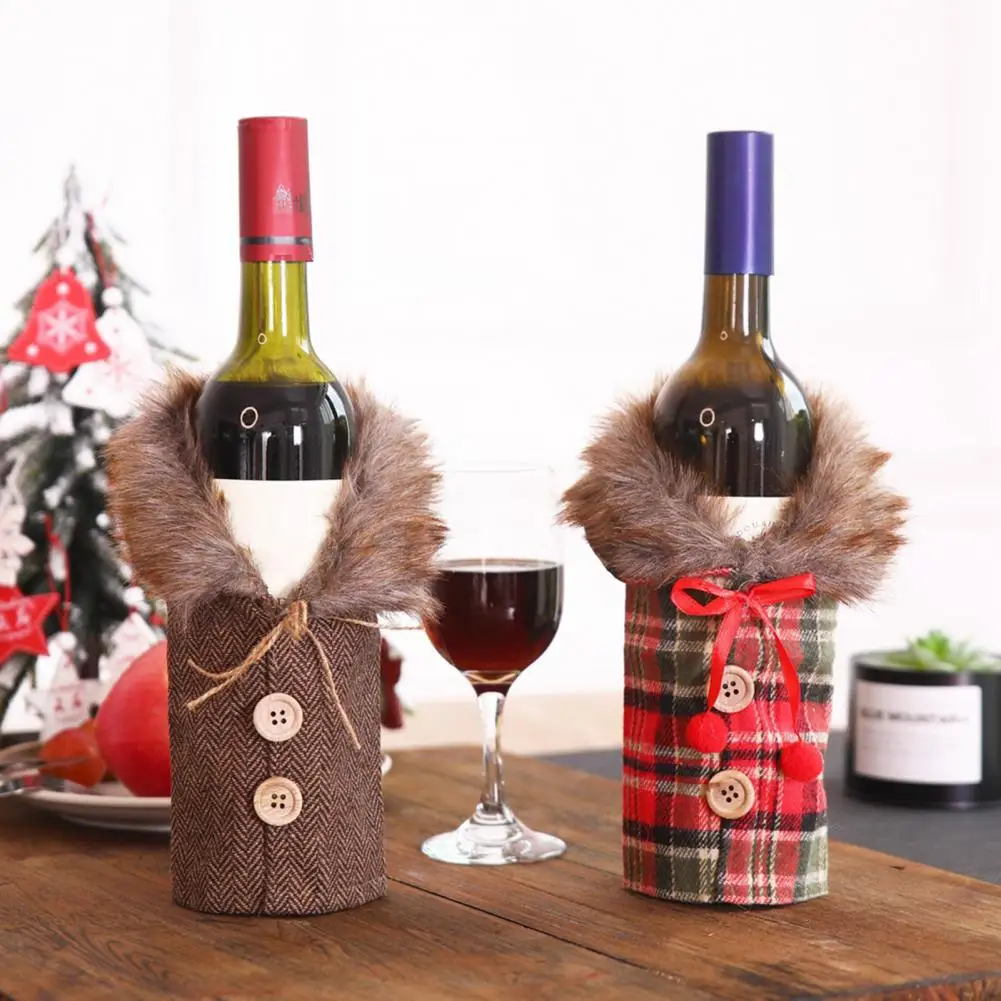 Kalėdinis Vyno Butelis Apdailos Lengva Atlikti Vyno Butelio Dangtelį Švenčių Europos Vyno Butelio Dangtelį Kalėdos Namuose - 3
