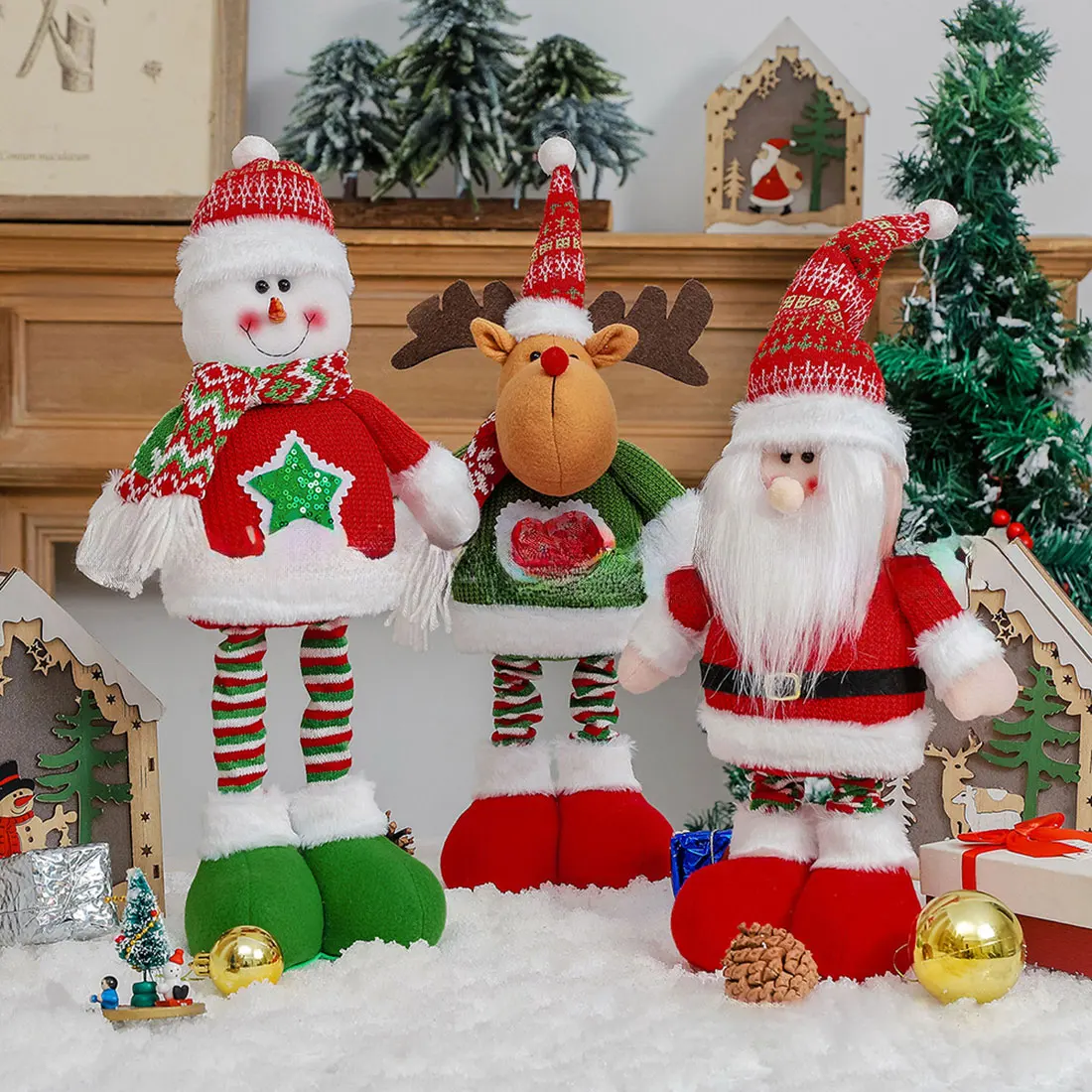 Kalėdų Lėlės Medžio Dekoro Naujųjų Metų Ornamentu Elnių, Sniego Santa Claus Nuolatinis Lėlės Navidad Apdailos Linksmų Kalėdų 2024 - 3
