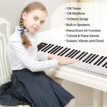 61 Klavišai Fortepijono Klaviatūra Skaitmeninių Elektroninių Fortepijono Klaviatūra MIDI Išvesties 128 Tonų 128 Ritmų 14 Demo Dainų Įrašymo Peržiūros