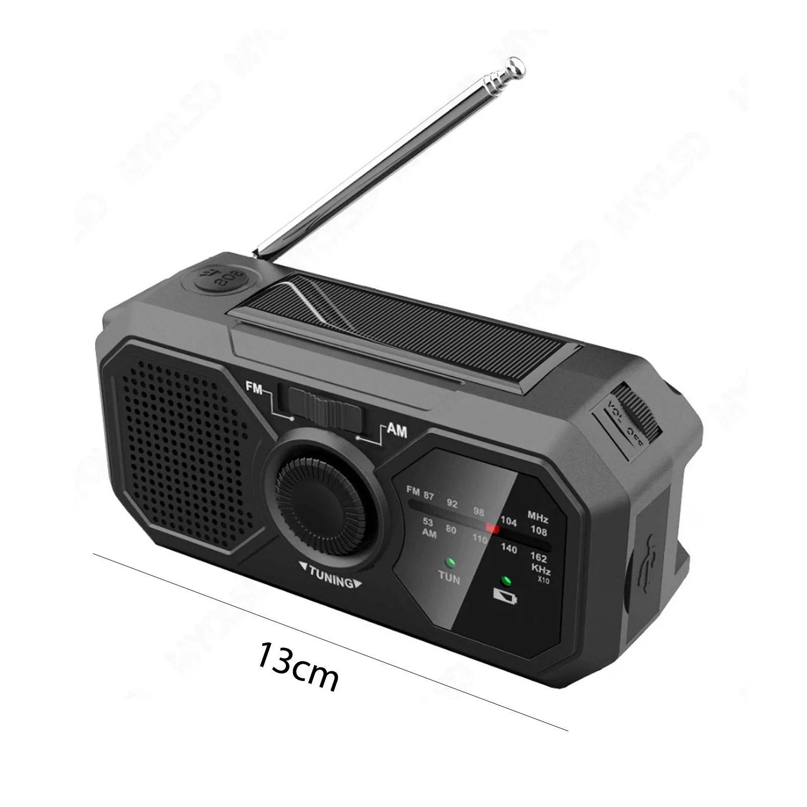 Saulės Avarinio Radijo FM Nešiojamų Rechargrable AM Radijo imtuvai Su Ranka Sukamas Generatoriaus Įkrovimo LED Žibintuvėlis SOS Signalą, FM Imtuvas - 5