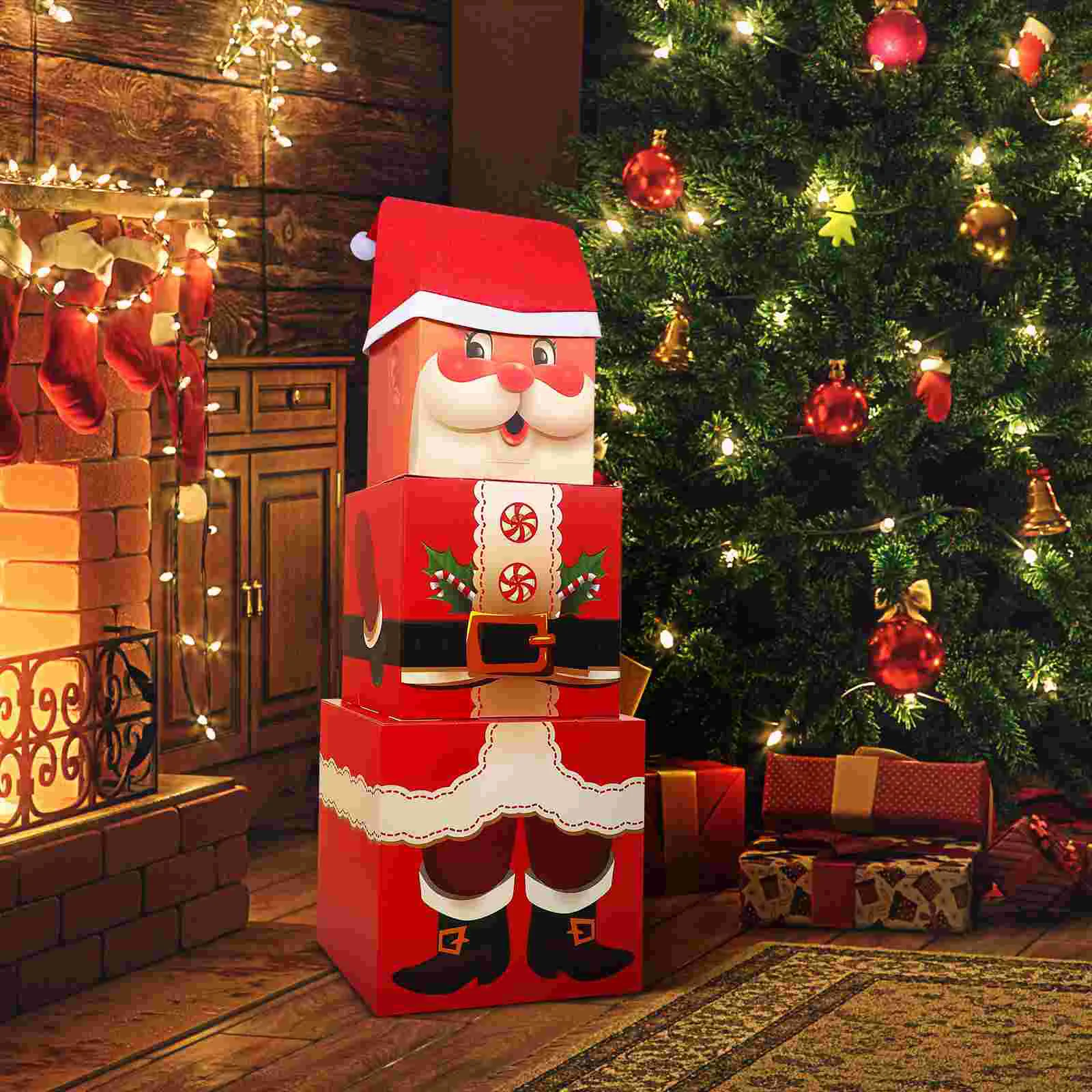 Ant kitos Dėžutės su Dangteliais Kalėdų Krovimas Santa Claus Apdailos Pristatyti Dovanos Skrybėlę Stackble Šalis Lizdus - 5
