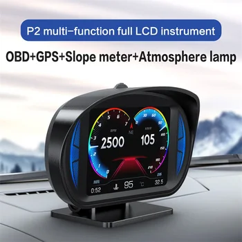 Automobilių HUD Dviguba Sistema OBD2 GPS Hud Head Up Display Skaitmeninis Spidometras Su greičio Viršijimo Įtampos Signalą Vairuotojo Nuovargio Perspėjimo