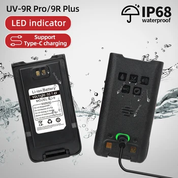 Baofeng UV-9R Pro Li-ion Baterija Paramos Tipas-C Mokestį Vandeniui IP68 už Baofeng UV-9R Plus Pro UV-XR Nešiojamų Walkie Talkie