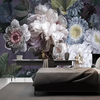 Derliaus idiliškas gėlės akvarelė gražus chrizantemų individualų 3D tapetai, sienų lipdukai gyvenamasis kambarys, miegamasis, sofa-backg