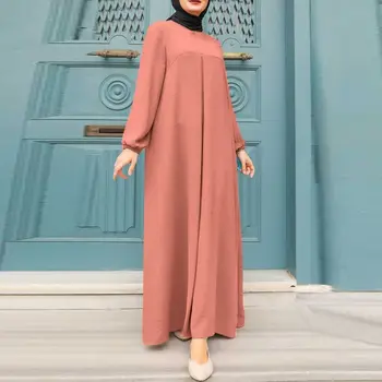 Dubajus Turkija Abaja Suknelė, Hijab 2023 Naujas Musulmonų Moterys Derliaus Ilgomis Rankovėmis Maxi Suknelės Atsitiktinis Palaidų Skraiste Femme Sundress