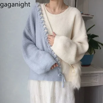 Gaganight Moterų Minkšti Pieno Spalvų Megztinis 2024 Nauja Rudens Žiemos Outwear Saldus Šviežios Švelnus Stilius Japonijos Trikotažas