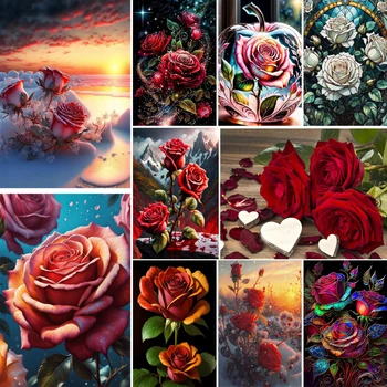 Gėlės Rožės Spalvos Skaičiai Tapybos Rinkinys, Akrilo Dažai 50*70 Nuotrauką Pagal Numerius Foto Namų Dekoro Vaikams, Didmeninė