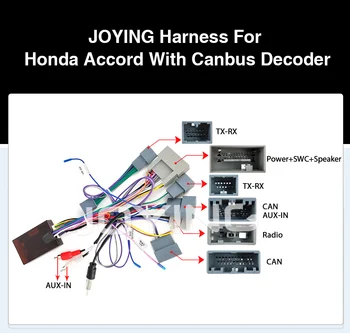 Joying Elektros Instaliacijos Kabelis Automobilio Radijo Maitinimo Adapteris Radijo Kištukas Honda Accord Su Canbus Dekoderis
