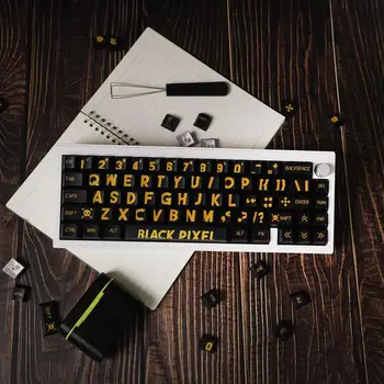 Juodojo aukso didelio šrifto 129-raktas PBT keycaps Dažų sublimacijos Vyšnių profilis pritaikymo mechaninė klaviatūra keycap 61/64/87