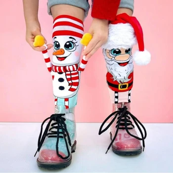 Kalėdų Animacinių filmų Kojinės 3D Kalėdų Senelis, senis besmegenis Kojinės Aišku Spausdinti Anti-sumažinti Kalėdų Kojinės Namų Šaliai Dekoro Dovanos