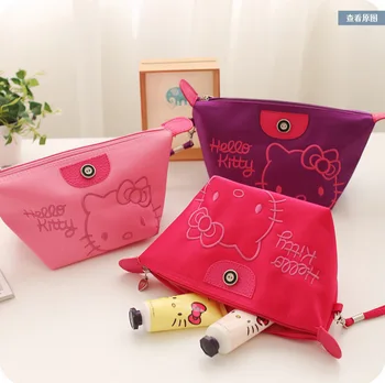 Kawaii Moterų Kosmetikos Krepšys Animacinių Filmų Hello Kitty Oksfordo Nešiojamų Kelionių Saugojimo Krepšys, Rankinė Vandeniui Moterų Makiažas Atveju