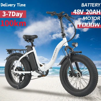 L20 bicicletta elettrica 1000W Fatbike pieghevole Ebike 20 pollici MTB bici da neve con batteria 20AH 50 KM/H bici elettrica