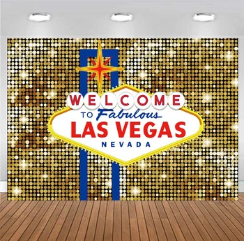 Las Vegase Fone Kazino Aukso Blizgučiai Gimtadienio Baby Shower Fotografijos Fone Apdailos Foto Reklama