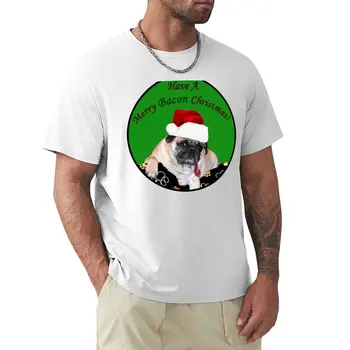 Linksmų Šoninė Kalėdų Pug T-Shirt grafikos t shirts anime prakaito marškiniai vyrai