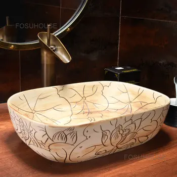 Lotus Raižyti Keraminių Vonios Kriauklės Kinijos Rankų Apsiplovimo Dizaineris Virtuvės Plovimo Kriauklės Vieno Namų Vonios Praustuvai
