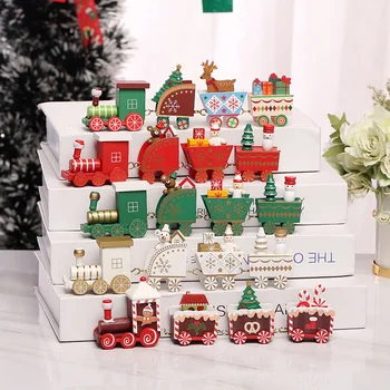 Medinio Traukinio Kalėdų Ornamentu Linksmų Kalėdų Dekoracija Namuose Lentelė 2023 Kalėdų Dovanos Noel Gimdymo Navidad Laimingų Naujųjų Metų 2024