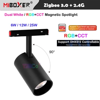 Miboxer Zigbee 3.0 48V Tracklamp 6W 12W 25W LED Magnetinio Dėmesio smart RGBCCT/Dual Balta BMT Lubų Šviesos 2.4 G Nuotolinio Valdymo