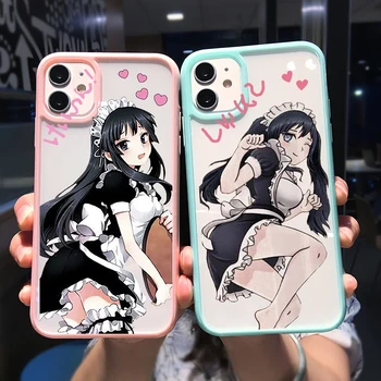 Mielas Animacinių filmų Anime Mergina atsparus smūgiams Telefono dėklas Skirtas iPhone 12 Pro MAX 13 11 XR XS 7 X 8 Plius Saldainiai Spalvos Sienos Aišku, Padengti Fundas