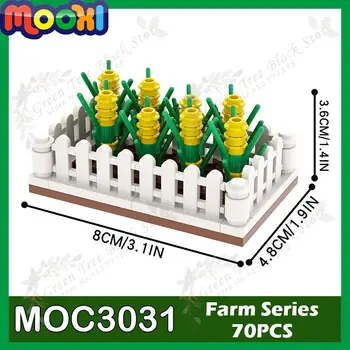 MOC3031 70PCS Kukurūzų Lauko Statybos Blokus Kūrybos Kaimo Ūkių Daržovių Auginimo Modelis 