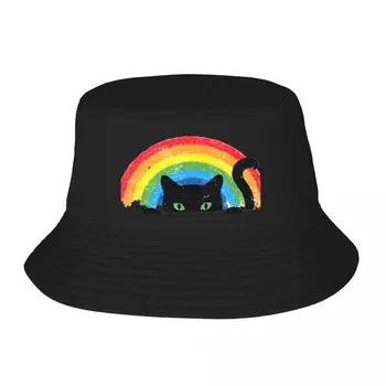 Nauja Juoda katė vaivorykštė Kibirą Kepurės Kepurės Karinis Taktinis Kepurės Cosplay Trucker Skrybėlės Vyrų Moterų