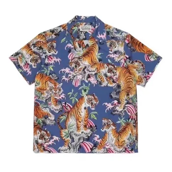 Naujas WACKO MARIA Marškinėliai Tigras Su Gėlių Spausdinti Marškinėliai Vyrams, Moterims, Aukštos Kokybės Hawaiian Top Marškinėliai Tee Vasaros Trumpas Rankovės