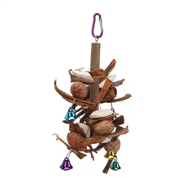 Paukščių Kramtyti Žaislas Papūgos Bite Žaislas Riešutai, sepijų skeleto plokšteles Bell Dizainas Papūgos už Cockatiels