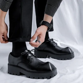 vyriški prabangūs mados originalus odiniai batai juodos spalvos stilingas platforma oxfords batų šalis, naktinis klubas suknelė pažymėjo tne avalynė vyrų
